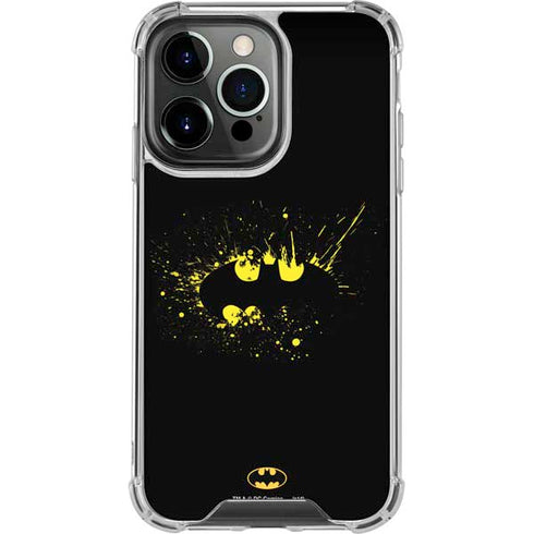 DC Comics Batman Logo Yellow Splash iPhone 14 Pro Clear Case